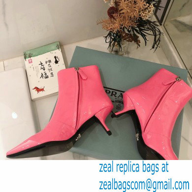 Prada Heel 6cm Glossy Patent Leather Booties Pink 2020