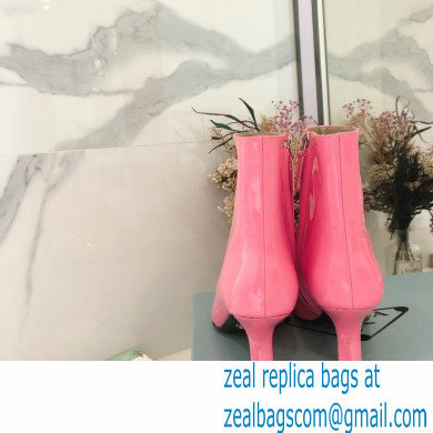 Prada Heel 6cm Glossy Patent Leather Booties Pink 2020