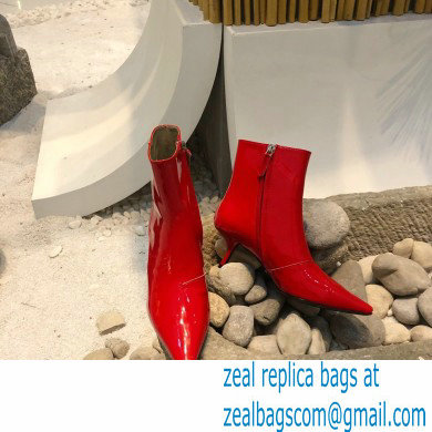Prada Heel 6cm Glossy Patent Leather Booties Red 2020 - Click Image to Close