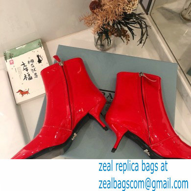 Prada Heel 6cm Glossy Patent Leather Booties Red 2020 - Click Image to Close