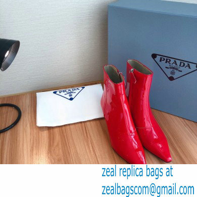 Prada Heel 6cm Glossy Patent Leather Booties Red 2020 - Click Image to Close