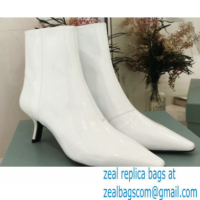 Prada Heel 6cm Glossy Patent Leather Booties White 2020 - Click Image to Close