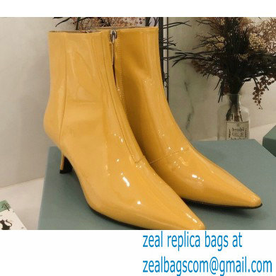 Prada Heel 6cm Glossy Patent Leather Booties Yellow 2020 - Click Image to Close