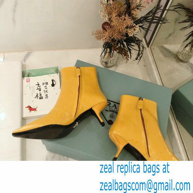 Prada Heel 6cm Glossy Patent Leather Booties Yellow 2020 - Click Image to Close