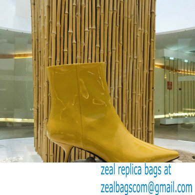 Prada Heel 6cm Glossy Patent Leather Booties Yellow 2020 - Click Image to Close