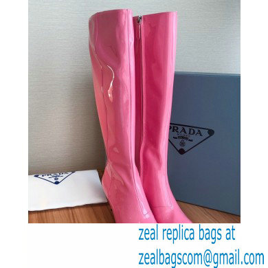 Prada Heel 6cm Glossy Patent Leather Boots Pink 2020 - Click Image to Close