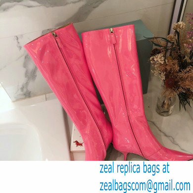 Prada Heel 6cm Glossy Patent Leather Boots Pink 2020 - Click Image to Close