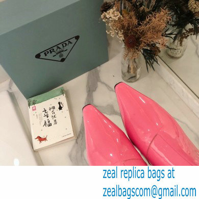 Prada Heel 6cm Glossy Patent Leather Boots Pink 2020