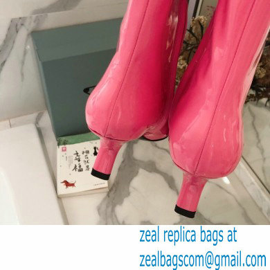 Prada Heel 6cm Glossy Patent Leather Boots Pink 2020