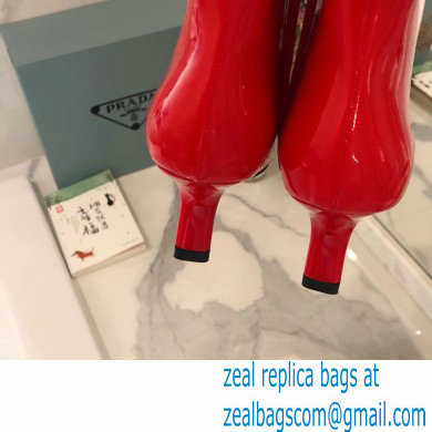 Prada Heel 6cm Glossy Patent Leather Boots Red 2020 - Click Image to Close