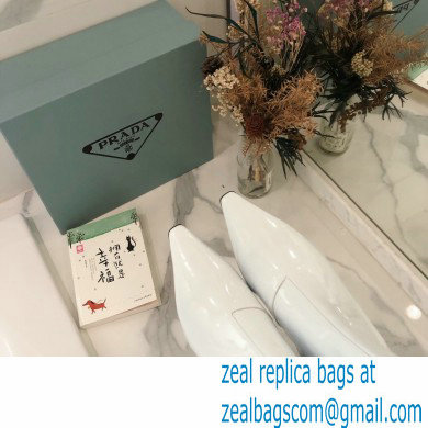 Prada Heel 6cm Glossy Patent Leather Boots White 2020
