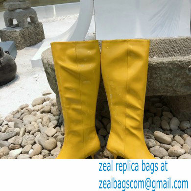 Prada Heel 6cm Glossy Patent Leather Boots Yellow 2020