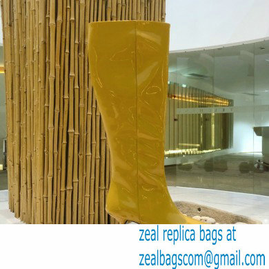 Prada Heel 6cm Glossy Patent Leather Boots Yellow 2020