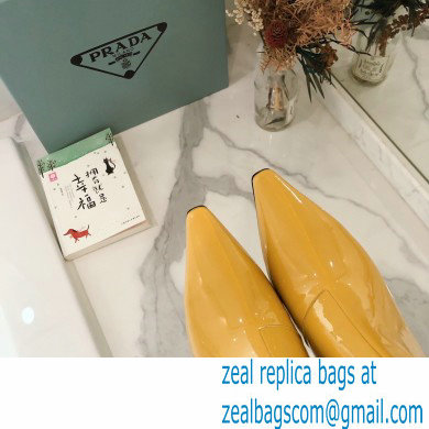 Prada Heel 6cm Glossy Patent Leather Boots Yellow 2020