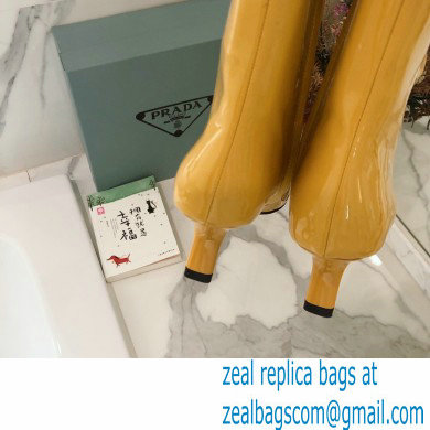 Prada Heel 6cm Glossy Patent Leather Boots Yellow 2020 - Click Image to Close