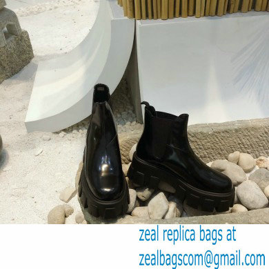 Prada Monolith Brushed Leather Chelsea Booties Black 2020