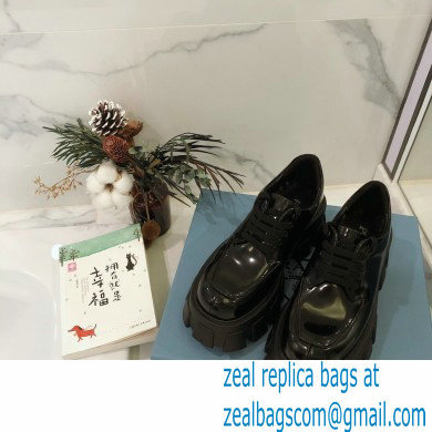 Prada Monolith Brushed Leather Lace-up Shoes Black 2020