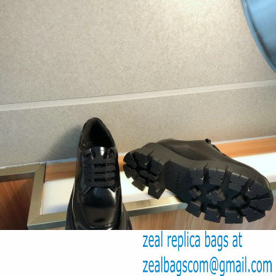 Prada Monolith Brushed Leather Lace-up Shoes Black 2020