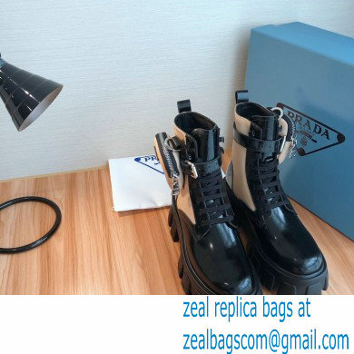 Prada Monolith Brushed Rois Combat Boots Black/Beige with Removable Nylon Pouches 2020