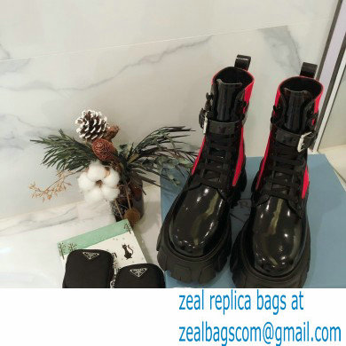 Prada Monolith Brushed Rois Combat Boots Black/Fuchsia with Removable Nylon Pouches 2020