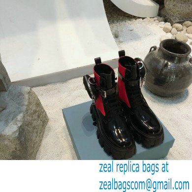 Prada Monolith Brushed Rois Combat Boots Black/Fuchsia with Removable Nylon Pouches 2020
