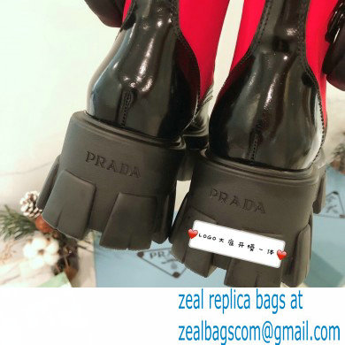 Prada Monolith Brushed Rois Combat Boots Black/Fuchsia with Removable Nylon Pouches 2020