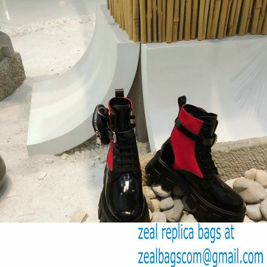 Prada Monolith Brushed Rois Combat Boots Black/Fuchsia with Removable Nylon Pouches 2020