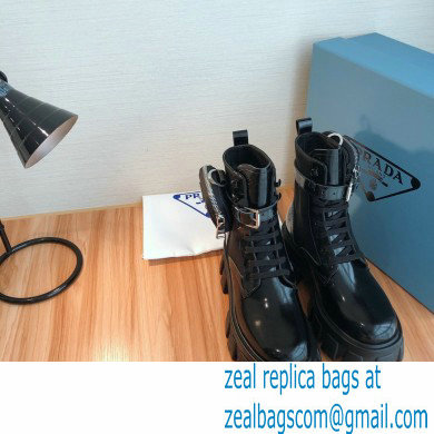 Prada Monolith Brushed Rois Combat Boots Black with Removable Nylon Pouches 2020