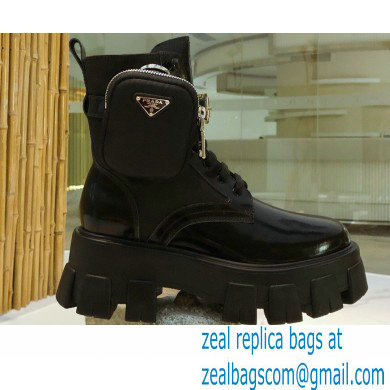 Prada Monolith Brushed Rois Combat Boots Black with Removable Nylon Pouches 2020