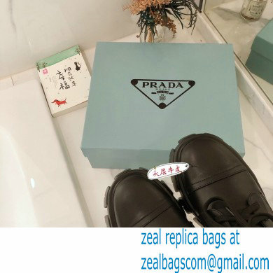Prada Monolith Calfskin Leather Combat Boots Black with Removable Nylon Pouches 2020
