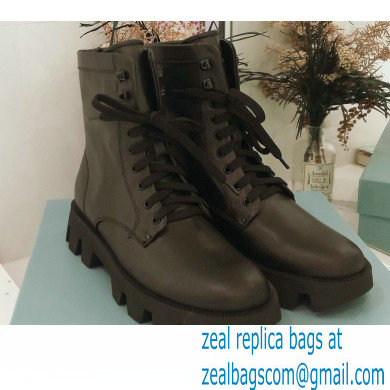 Prada Monolith Calfskin Leather Laced Booties Black 2020