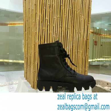 Prada Monolith Calfskin Leather Laced Booties Black 2020