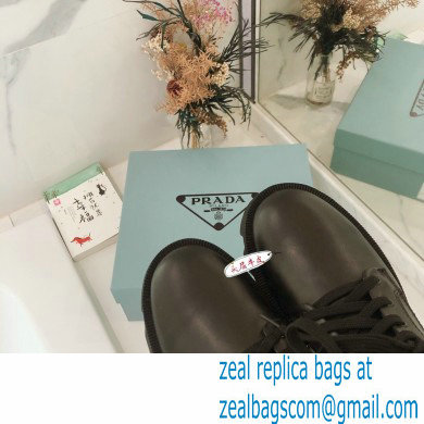Prada Monolith Calfskin Leather Laced Booties Black 2020