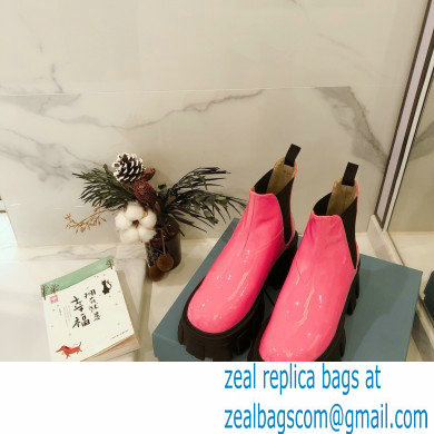 Prada Monolith Patent Leather Chelsea Booties Pink 2020