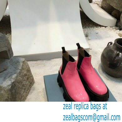 Prada Monolith Patent Leather Chelsea Booties Pink 2020