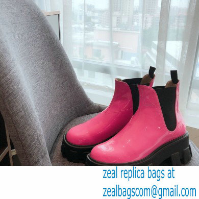 Prada Monolith Patent Leather Chelsea Booties Pink 2020