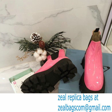 Prada Monolith Patent Leather Chelsea Booties Pink 2020