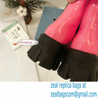 Prada Monolith Patent Leather Chelsea Booties Pink 2020