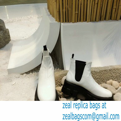 Prada Monolith Patent Leather Chelsea Booties White 2020
