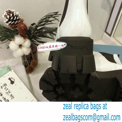 Prada Monolith Patent Leather Chelsea Booties White 2020