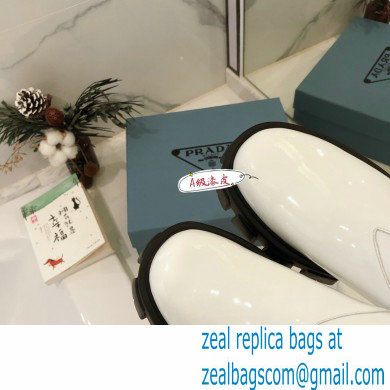 Prada Monolith Patent Leather Chelsea Booties White 2020