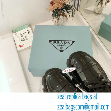 Prada Monolith Patent Leather Combat Boots Black with Removable Nylon Pouches 2020