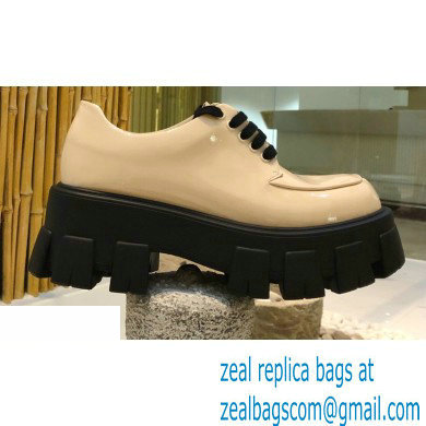 Prada Monolith Patent Leather Lace-up Shoes Beige 2020