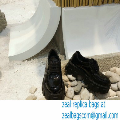 Prada Monolith Patent Leather Lace-up Shoes Black 2020