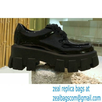 Prada Monolith Patent Leather Lace-up Shoes Black 2020
