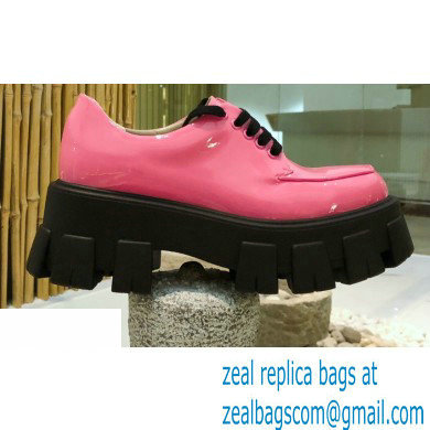 Prada Monolith Patent Leather Lace-up Shoes Pink 2020