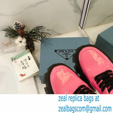 Prada Monolith Patent Leather Lace-up Shoes Pink 2020