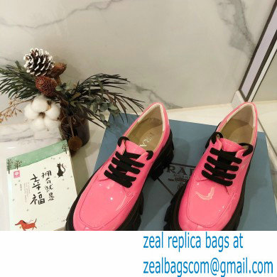 Prada Monolith Patent Leather Lace-up Shoes Pink 2020