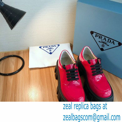 Prada Monolith Patent Leather Lace-up Shoes Red 2020