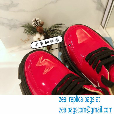 Prada Monolith Patent Leather Lace-up Shoes Red 2020
